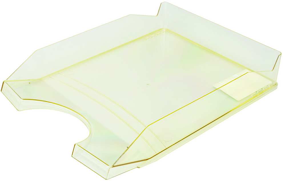 CORBEILLE COURRIER JAUNE TRANSPARENT