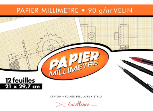 POCHETTES 12 feuilles VELIN MILLIMETRE A4 90G