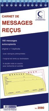 CARNET 160 MESSAGES RECUS AUTOCOPIANTS