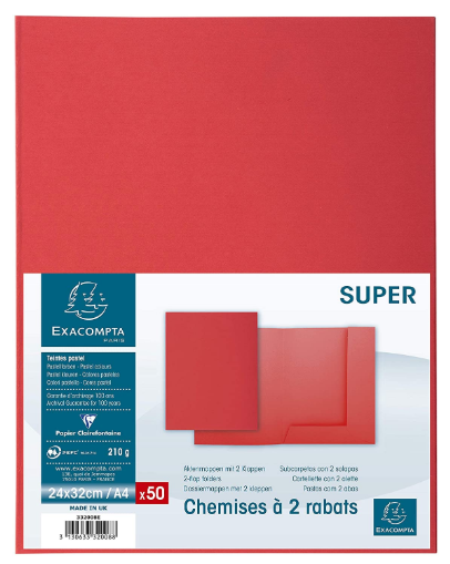 PAQUET 50 CHEMISE 210 G 2 RABATS ROUGE