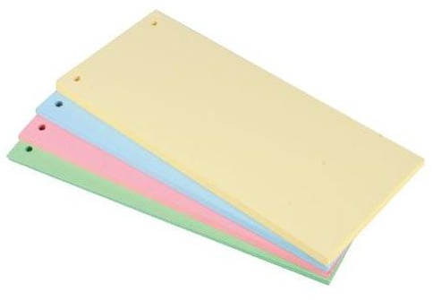 100 FICHES INTERCALAIRES 105X240 COULEUR ASSORTIE