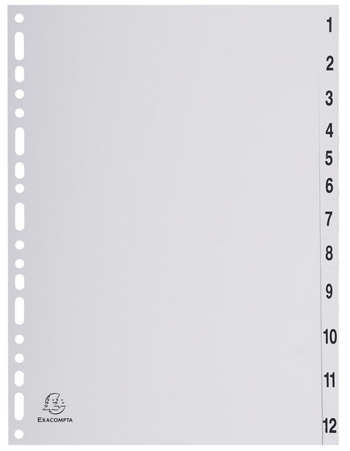 INTERCALAIRES A4 POLYPRO NUM.12P