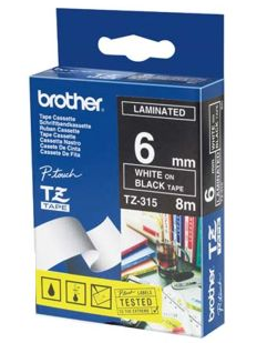 RUBAN BROTHER  TZ315 6MM  BLANC/NOIR