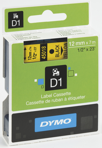 RUBAN DYMO POCKET/4500 6MM NOIR/JAUNE