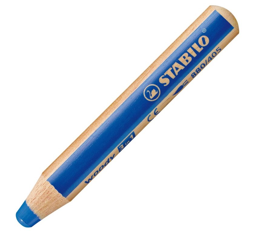 CRAYON DE COULEUR STABILO WOODY 3in1 - bleu outremer - (fonctionne sur tableau blanc)