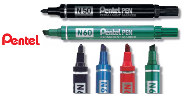 MARQUEUR PENTEL PERMANENT N50 OGIVE NOIR (Pour Info, boite 12)