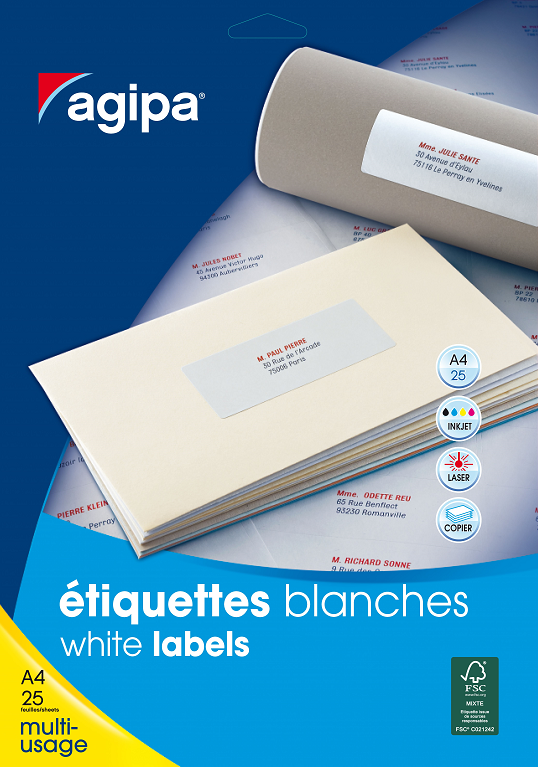 1100 ETIQUETTES MULTIUSAGE 50X25 MM BLANC