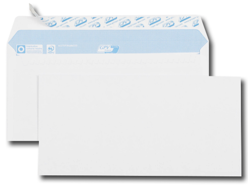 500 ENVELOPPES BLANC 110X220 - avec bande de protection 90G