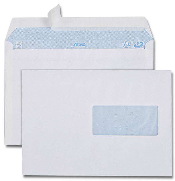 500 ENVELOPPES 162X229 BLANC 90G FV45X100 AUTOADHESIVES