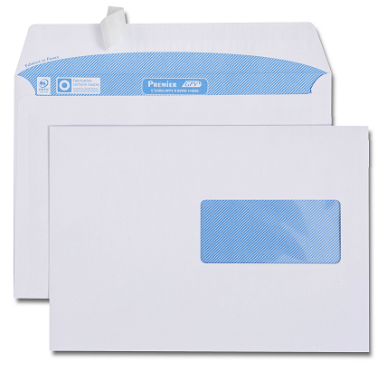 500 POCHETTES BLANCHES 90G 162X229 FEN 45X100 NUMERIQUE AUTOADHESIVE AVEC BANDE DE PROTECTION 