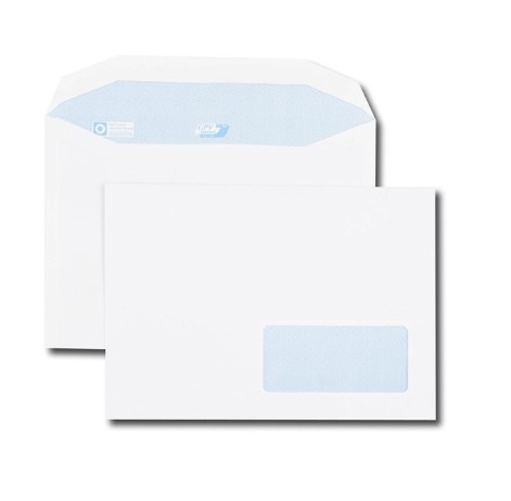 BOITE 500 ENVELOPPES MECANISABLES PATTE TRAPEZE BLANCHES C5 162x229 80G GOMMEES FENETRE 45X100