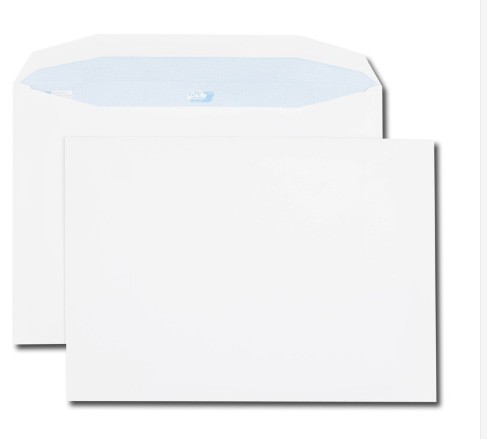 BOITE 250 ENVELOPPES MECANISABLES PATTE TRAPEZE BLANCHE C4 229x324 90G GOMMEES