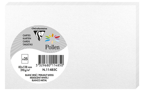 PAQUET 25 CARTE POLLEN 82X128 BLANC IRISE 