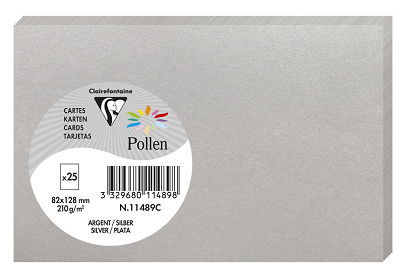 PAQUET 25 CARTES POLLEN 82X128 ARGENT