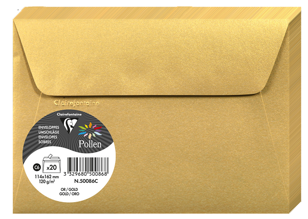 PAQUET 20 ENVELOPPES POLLEN 114X162 OR