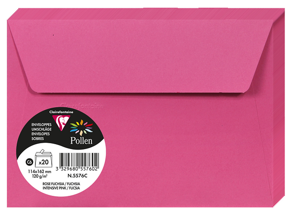 PAQUET 20 ENVELOPPES  POLLEN 114X162 ROSE FUCHSIA