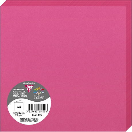 PAQUET 25 CARTE PLIEE POLLEN 160X160 FUCHSIA