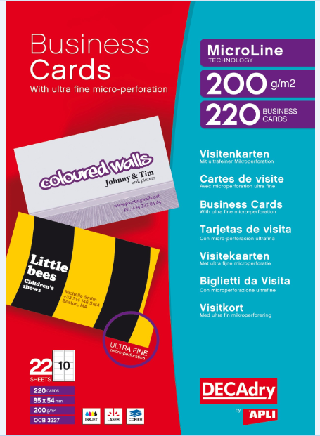 PQ 220 CARTES DE VISITE MICRO-PERF. 85x54 200G