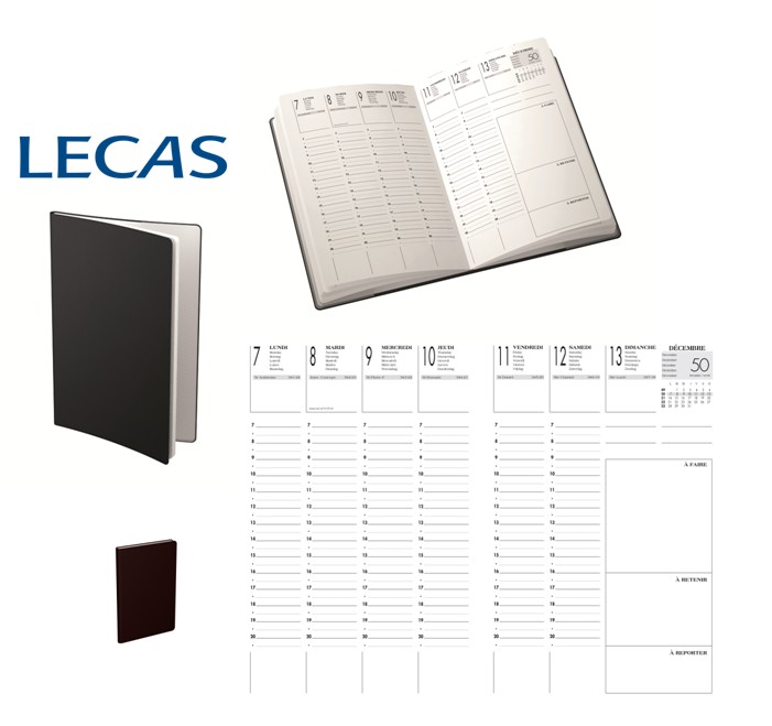 Agenda planning  Lecas 1 Semaine sur 2 Pages 16X24 Noir  Version année scolaire - SEPT/SEPT