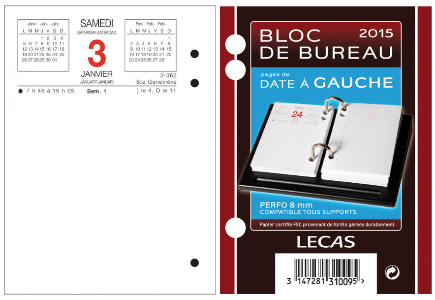 OBERTHUR - 1 Large Bloc Calendrier à Effeuiller Ephémérides Neutre -  Janvier 2024 à Décembre 2024 - Format 9.5 x 7.6 cm : : Fournitures  de bureau