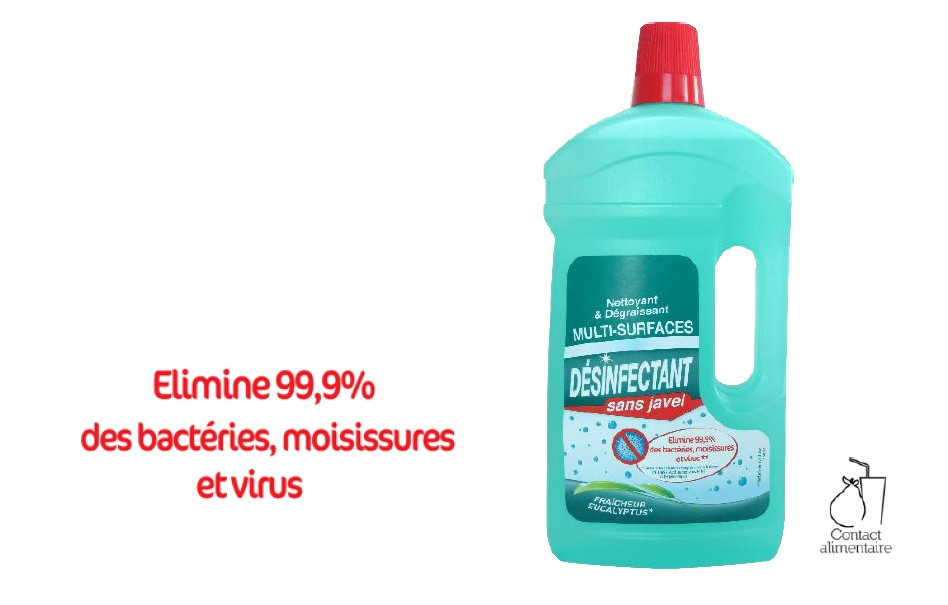 NETTOYANT DEGRAISSANT DESINFECTANT SANS JAVEL - BIDON 1 L -  (ANTI COVID )