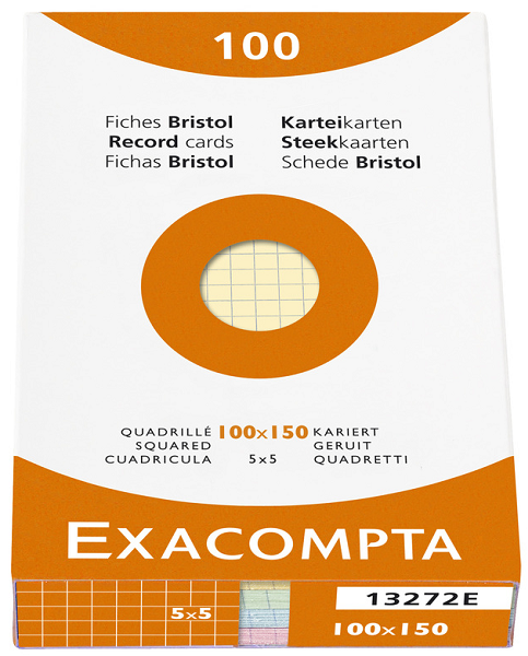 100 BRISTOL 100X150 QUADRILLEES 5X5 ASSORTIS