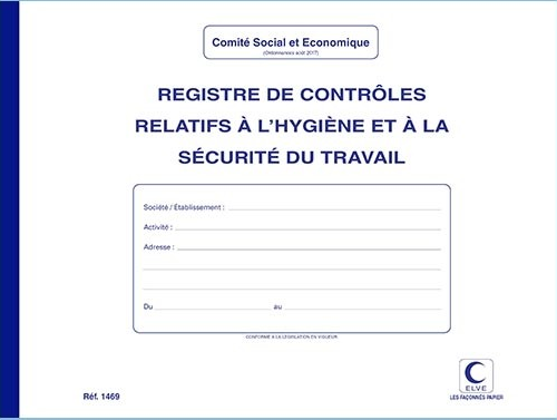 REGISTRE "CONTROLE DE SECURITE" 210X297  20 PAGES