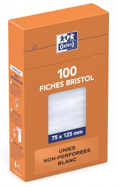 100 feuilles BRISTOL BLANC 75X125 UNI