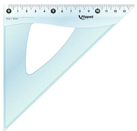 EQUERRE 45° HYPOTENUSE 21 CM GRADUEE CRISTAL