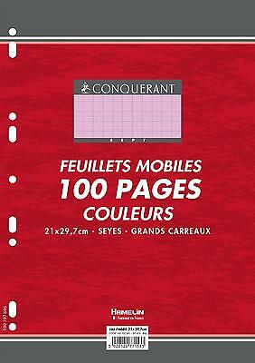 100 FEUILLETS MOBILES- FEUILLES SIMPLES A4 SEYES ROSE 80G PERFOREES