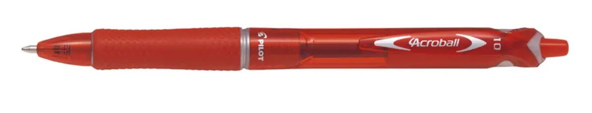 PILOT ACROBALL STYLO BILLE CLIP/GRIP CORPS PLASTIQUE RECYCLE BEGREEN  POINTE MOYENNE 1MM ROUGE