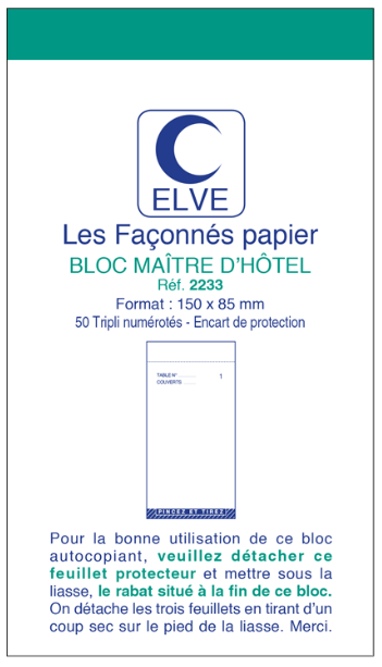 BLOC MAITRE D'H0TEL 85X150 50/3+0
