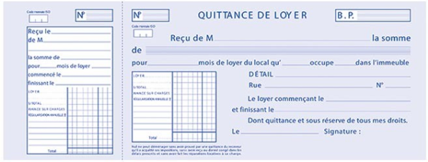 QUITANCE DE LOYER 102X270