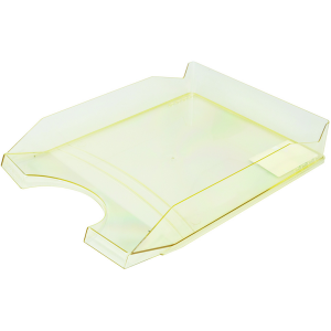 CORBEILLE COURRIER JAUNE TRANSPARENT