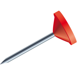 BOITE 100 EPINGLES SIGNALISATION TETE PLATE 5MM ROUGE