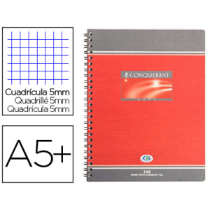 CAHIER SPIRALE - RELIURE INTEGRALE- 17X22 - 100PG- 5X5