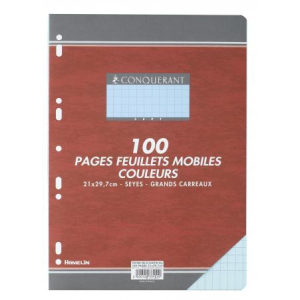 100 FEUILLETS MOBILES- FEUILLES SIMPLES A4 SEYES BLEU 80G PERFOREES