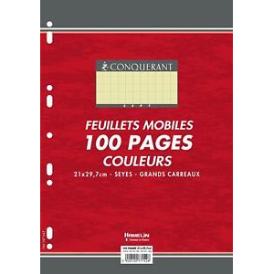 100 FEUILLETS MOBILES- FEUILLES SIMPLES A4 SEYES JAUNE 80G PERFOREES