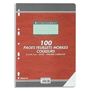 100 FEUILLETS MOBILES- FEUILLES SIMPLES A4 SEYES VERT 80G PERFOREES