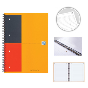 NOTEBOOK A4+ SPIRALE 160 PAGES PERFOREES LIGNES L6