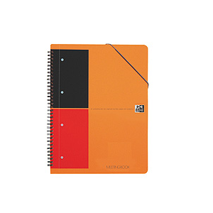 OXFORD CAHIER MEETINGBOOK EN POLYPROPYLÈNE ORANGE SPIRALE 160 PAGES A4 PERFORÉES 80G L6 