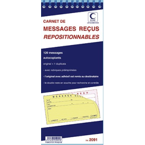 BLOC SPIRALE 120 MESSAGES RECUS REPOSITIONNABLES 32X14 CM