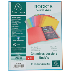 PAQUET DE 10 CHEMISES ROCK 210 G TEINTE VIVE