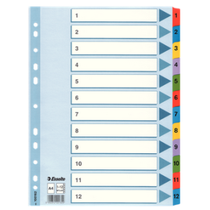 INTERCALAIRE MYLAR - CARTON  A4 NUMERIQUE 12 POSITIONS