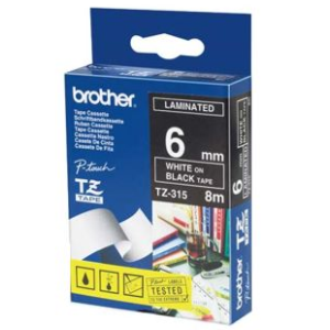 RUBAN BROTHER  TZ315 6MM  BLANC/NOIR