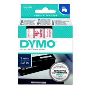 RUBAN DYMO D1 9MMX7M ECRITURE ROUGE SUR RUBAN BLANC