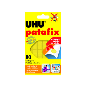 POCHETTE 80 PASTILLES PATE ADHESIVE UHU PATAFIX JAUNE