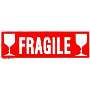 PAQUET 100 ETIQUETTE COLIS FRAGILE 190X60