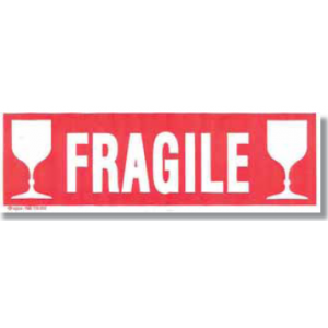 PAQUET 100 ETIQUETTE COLIS FRAGILE 190X60