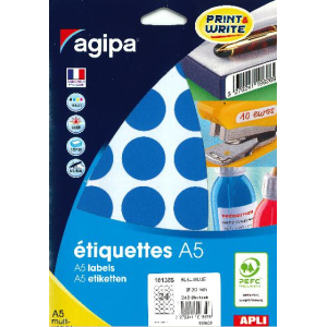 240 ÉTIQUETTES/PASTILLES RONDES DIAMÈTRE 30 MM BLEU